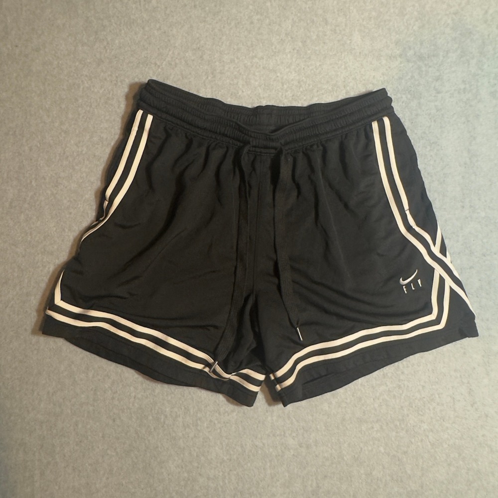 Nike Dri-FIT Fly Basketball Shorts Mens XL Black White Striped Mesh Athletic